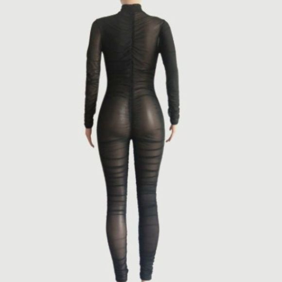 Women OnePiece Outfits Mesh Sheer Bodycon Jumpsuit - Picture 5 of 10